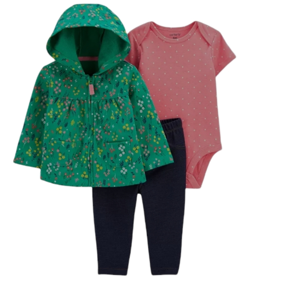 Baby Girls Floral Little Cardigan Set, 3 Pieces